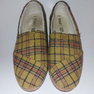 Toms Women's Gold and Black Plaid Wool/Polyester Blend Loafers sz8.5
